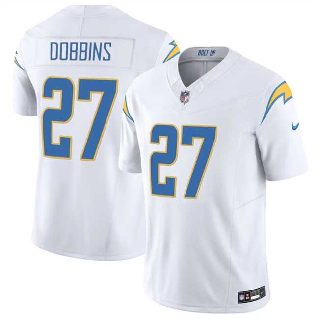 Men & Women & Youth Los Angeles Chargers #27 J.K. Dobbins White 2024 F.U.S.E Vapor Limited Stitched Jersey